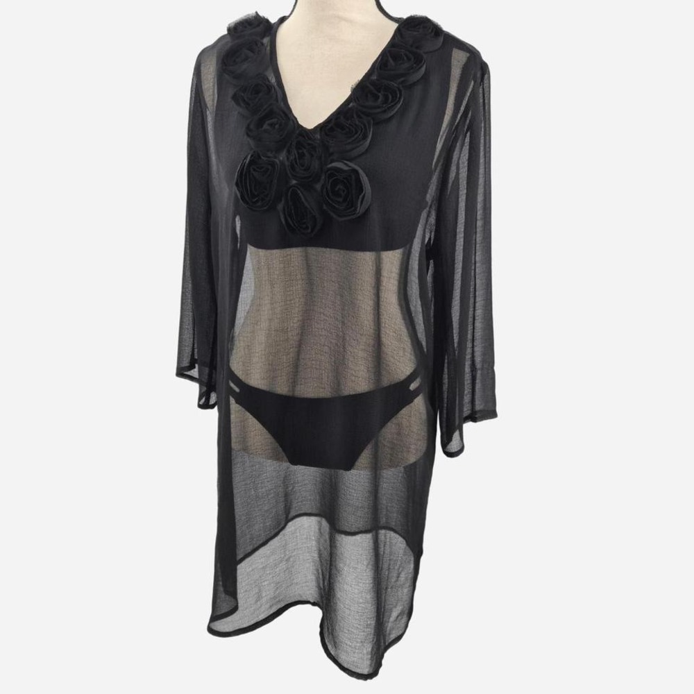 Vintage sheer black swim cover up